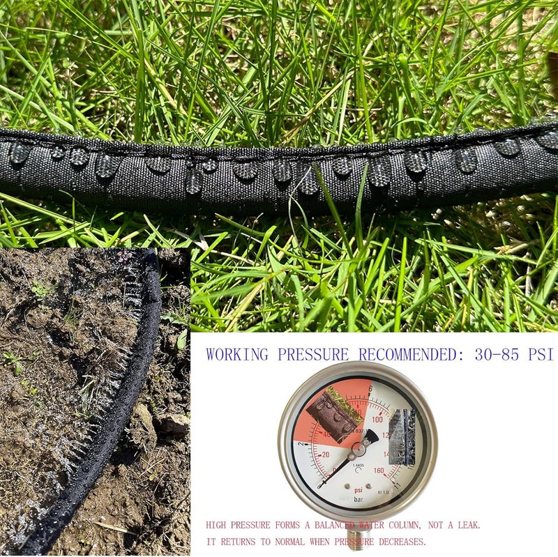 Hlinker Flat Soaker Hose 75 FT for Garden Beds, 75Ft 1/2" Linkable Consistent Drip Irrigation Hose Save 80% Water, Leakproof Heavy Duty Double Layer Sprinkler Hose - Image 4